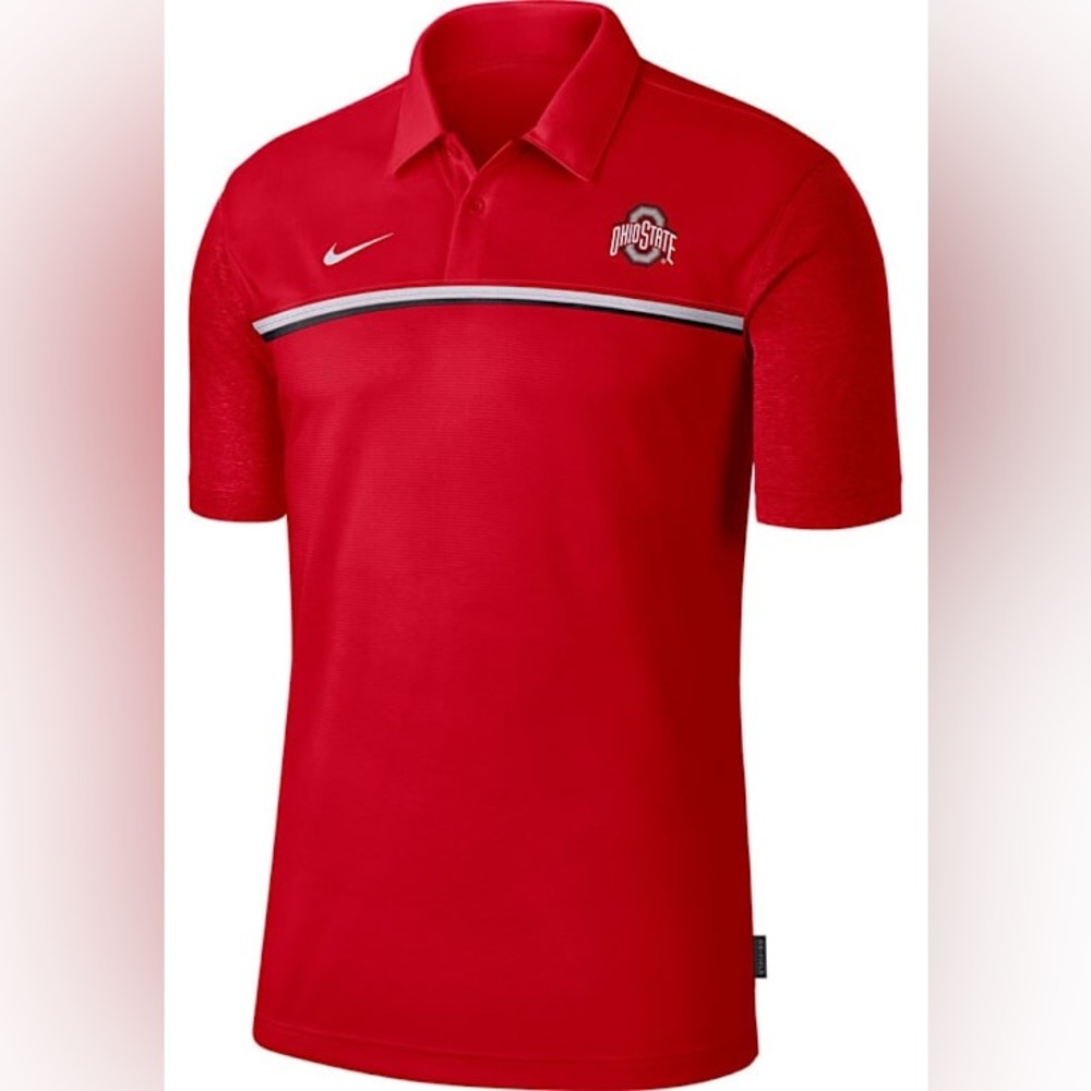 NIKE OHIO STATE BUCKEYES MENS RED TEAM ISSUE SHORT SLEEVE POLO